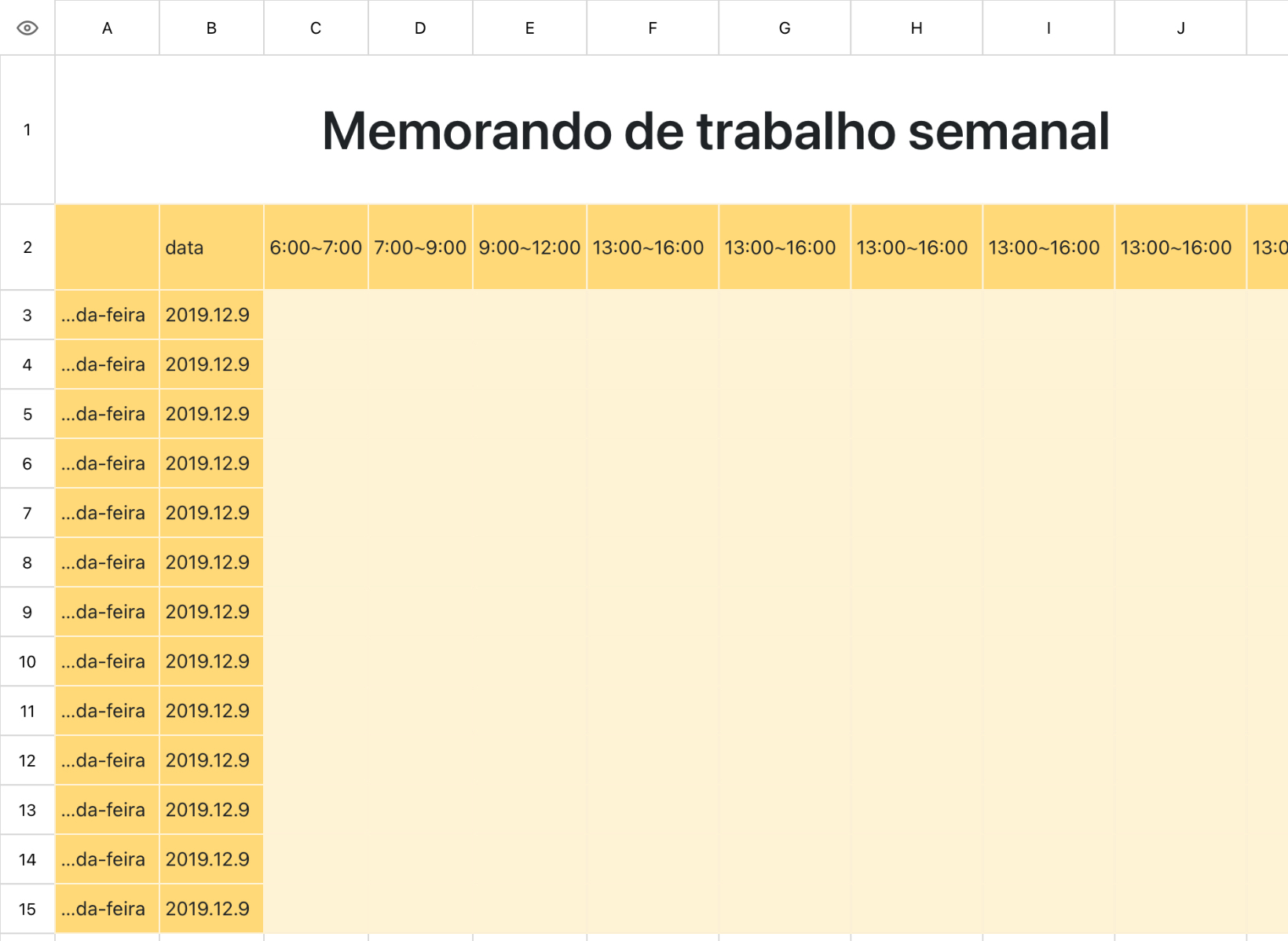 Memorando de trabalho semanal
